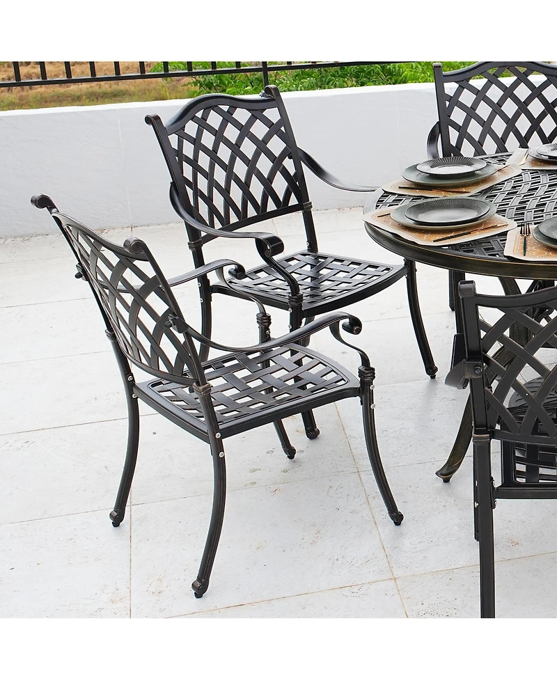 Mondawe Outdoor Cast Aluminum Dining Armchair