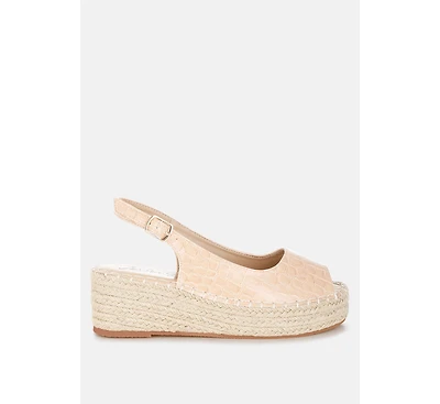 Yarael Croco Peep Toe Wedges