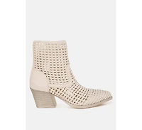 Artisole Woven Pleather Block Boots Women