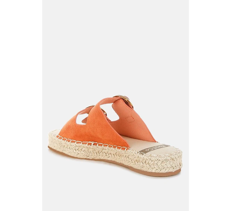 Kuopa Genuine Soft Leather Espadrille Flatform Sandals