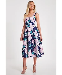 Quiz Women's Floral Scuba Foam Square Neck Maxi Skater