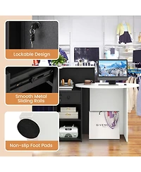 Reception Office Desk with Open Shelf and Lockable Drawer