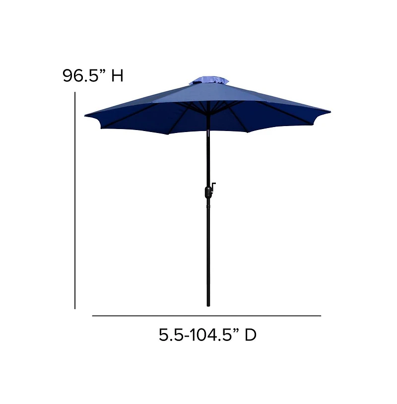 Bali 9' Round Uv Resistant Outdoor Patio Umbrella With Height Lever And 33° Push Button Tilt
