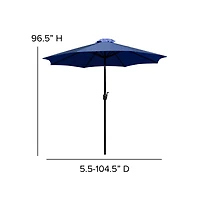 Bali 9' Round Uv Resistant Outdoor Patio Umbrella With Height Lever And 33° Push Button Tilt