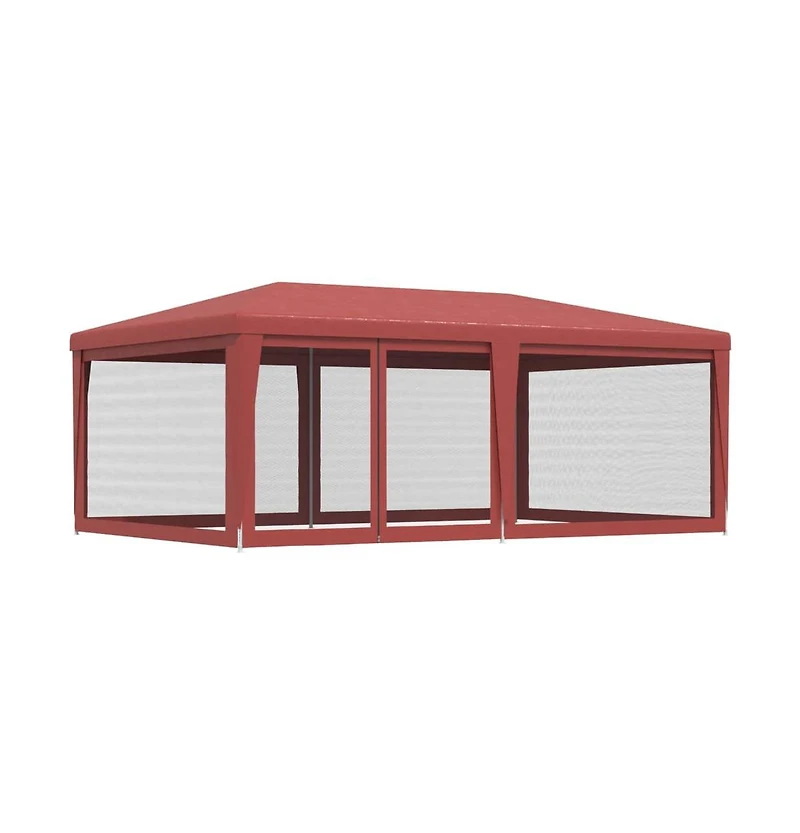 Party Tent with 6 Mesh Sidewalls Red 19.7'x13.1' Hdpe