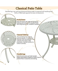 30 Inches Outdoor Dining Table with Umbrella Hole Cast Aluminium Patio Bistro Table Outdoor Round Bistro Table, Bronze