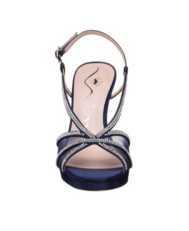 Nina Women's Bonney Rhinestone Square Toe Dress Sandals