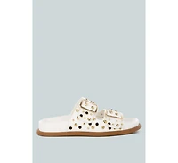 Jayata Metallic Stud Embellished Sliders