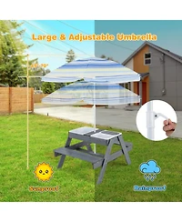 Kids Picnic Table Set with 3 Removable Bins