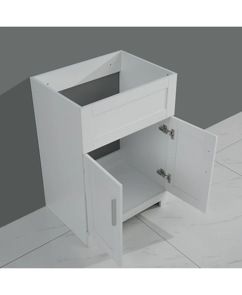 Casainc 24" White Paint Free Laundry Tub Cabinet w/ Stainless Steel Combo