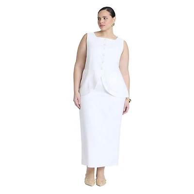 Eloquii Women's Linen Blend Column Skirt