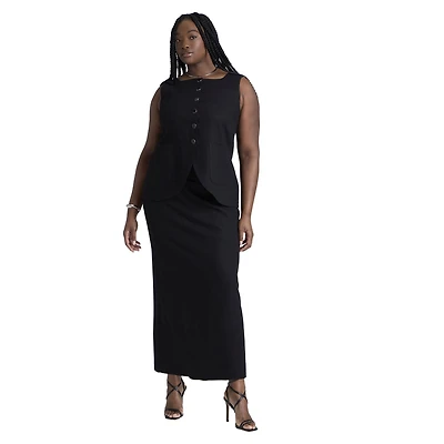 Eloquii Women's Linen Blend Column Skirt