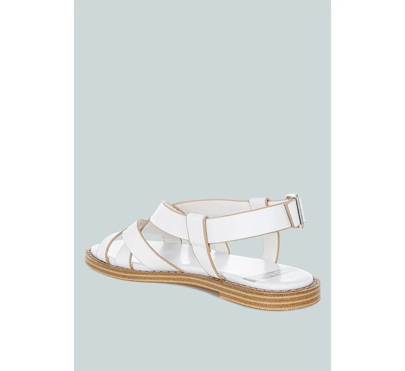 Kapaka Real Leather Flat Gladiator Sandals
