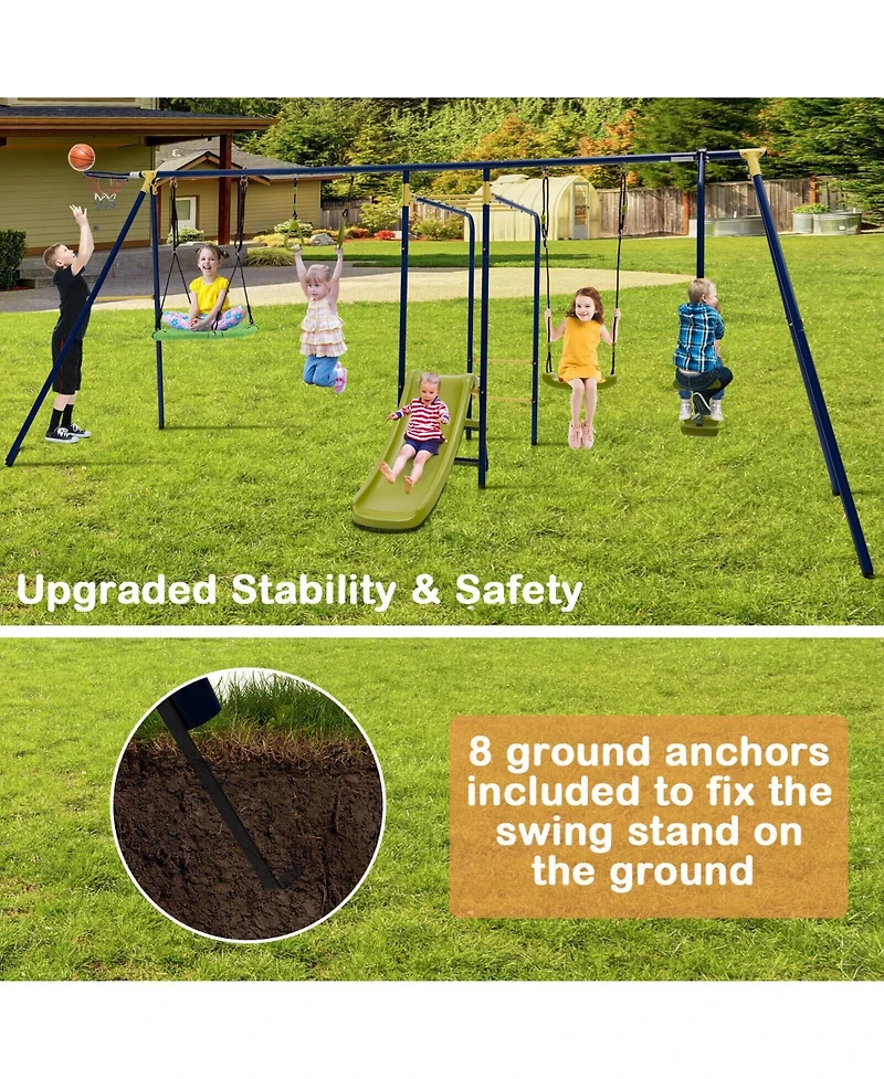 7-in-1 A-Frame Outdoor Swing Set