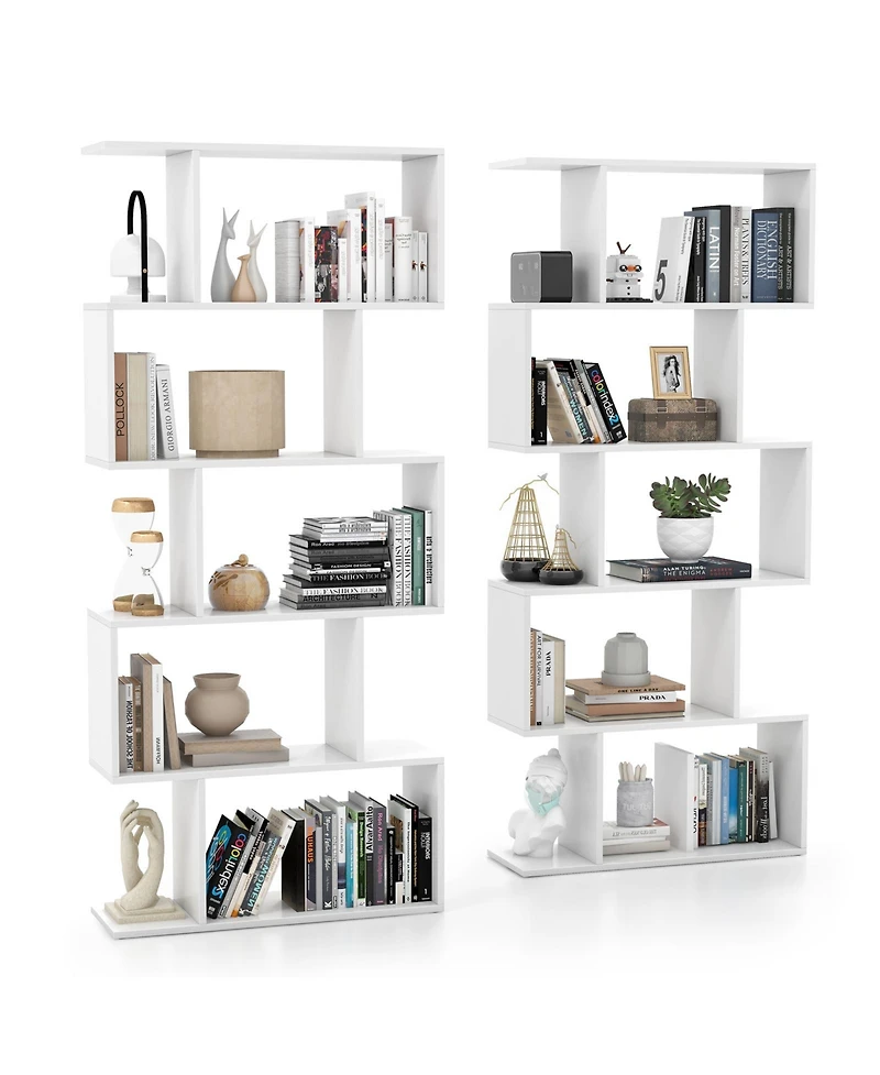 5-Tier Bookshelf with Anti-Toppling Device for Living Room Home Office
