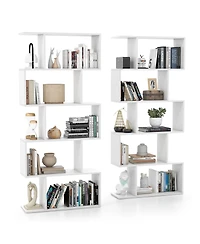 5-Tier Bookshelf with Anti-Toppling Device for Living Room Home Office