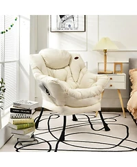 Modern Polyester Fabric Lazy Chair with Steel Frame and Side Pocket