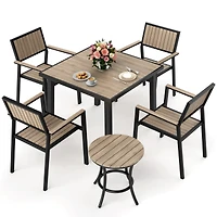 6-Piece Aluminum Outdoor Patio Dining Set with Square Table, Small Side Table and 4-Stackable Chairs