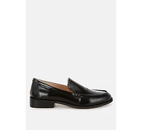 Corleone Pleather Stacked Heel Loafers Women