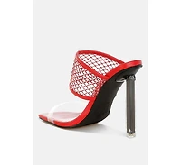 Salween Clear Embellished Square Toe Heels