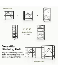5-Tier Foldable Storage Shelf with Wheels