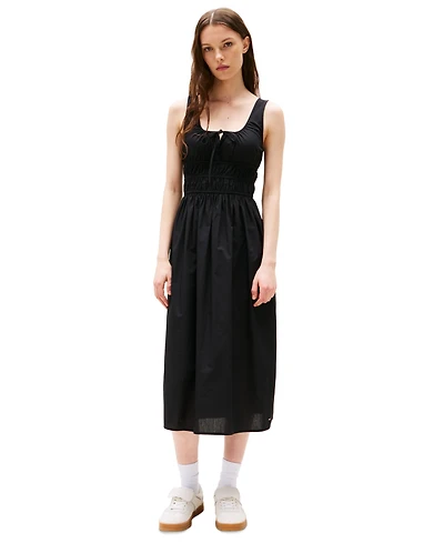 Tommy Jeans Women's Cotton Smocked-Waist Midi Dress
