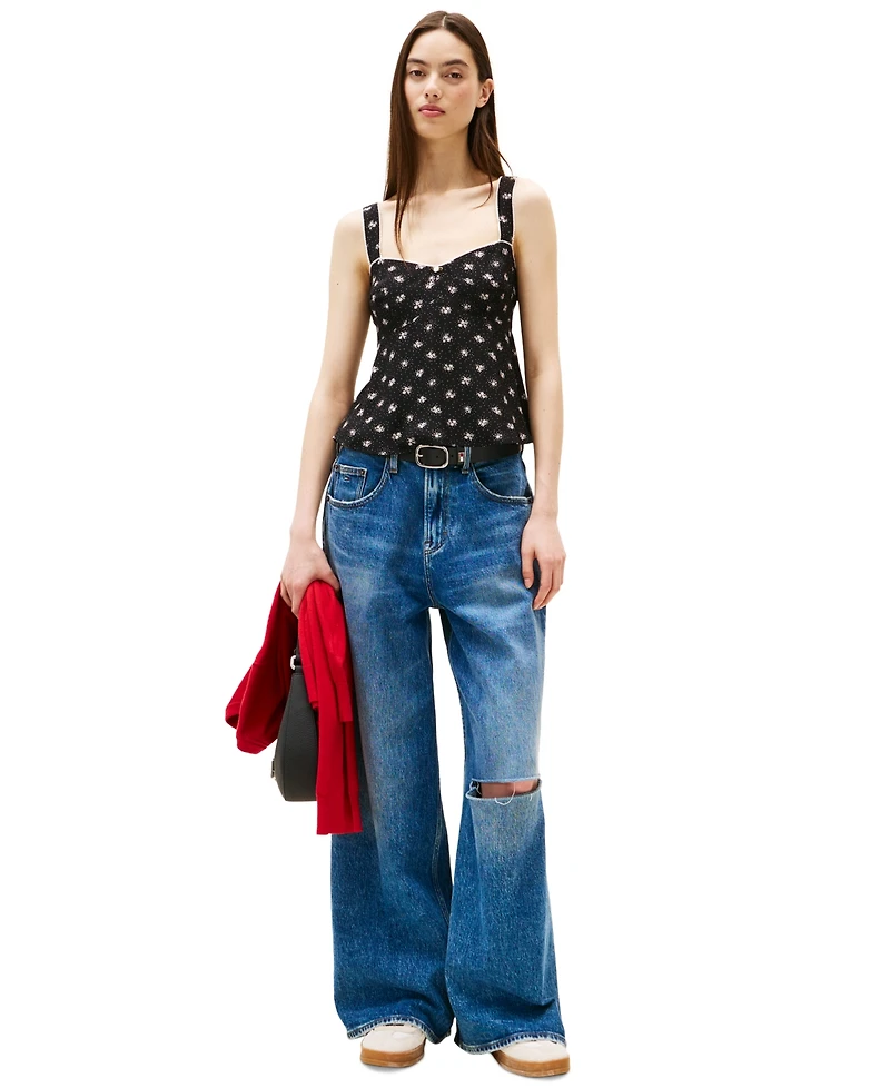 Tommy Jeans Women's Floral-Print Sweetheart Tank Top