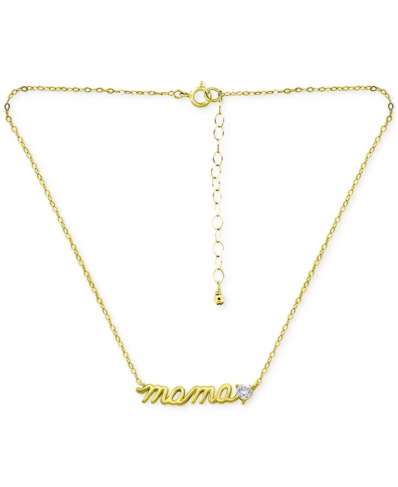 Giani Bernini Cubic Zirconia Mama Script Pendant Necklace 18k Gold-Plated Sterling Silver (also Silver), 16" + 2" extender, Exclusively