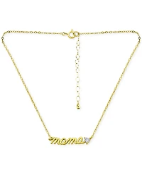 Giani Bernini Cubic Zirconia Mama Script Pendant Necklace 18k Gold-Plated Sterling Silver (also Silver), 16" + 2" extender, Exclusively