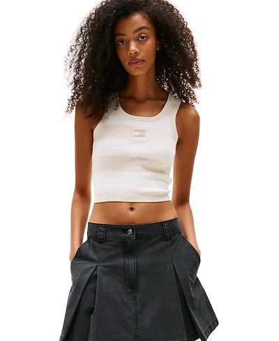 Tommy Jeans Women's Cotton Cropped Striped Tank