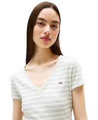 Tommy Jeans Women's Slim-Fit Essential Ribbed V-Neck Tee