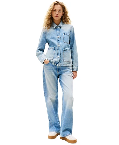 Tommy Jeans Women's Cotton Faded-Denim Trucker Jacket