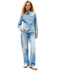 Tommy Jeans Women's Cotton Faded-Denim Trucker Jacket
