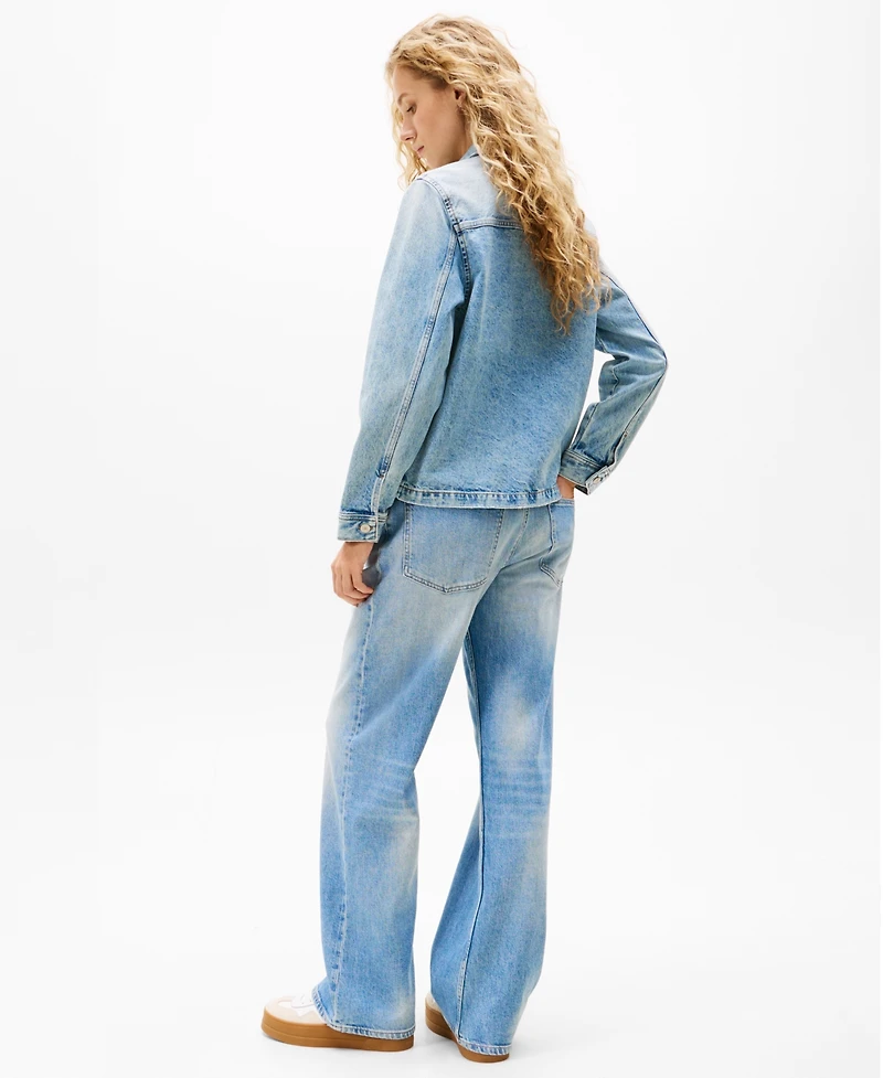 Tommy Jeans Women's Cotton Faded-Denim Trucker Jacket