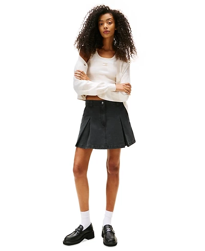 Tommy Jeans Women's Cotton Canvas Pleated Mini Skirt