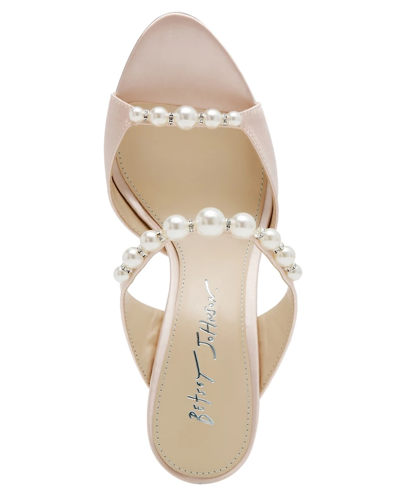 Betsey Johnson Women's Lacy Embellished Satin Heeled Mules