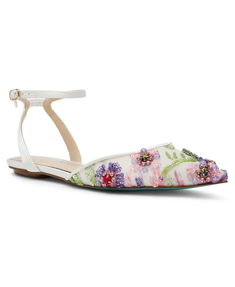 Betsey Johnson Women's Garbo Jeweled Mesh Flats