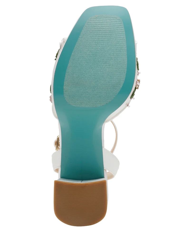 Betsey Johnson Women's Kirra Floral Beaded Platform Dress Sandals