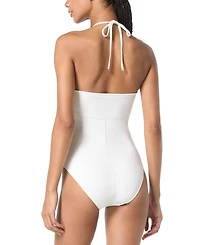 Michael Michael Kors Women's Laced Keyhole Halter One-Piece Swimsuit