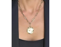 Rivka Friedman 18K Gold Clad Hammered Disc on Paper Clip Chain