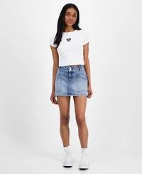 Celebrity Pink Juniors' Double-Button Mini Denim Skirt