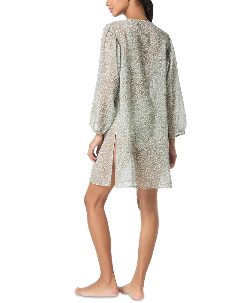 Michael Michael Kors Women's Printed Button-Front Cover-Up Shirt