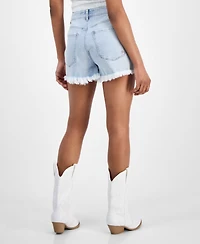 Indigo Rein Juniors' Cherry Embroidered Denim Shorts
