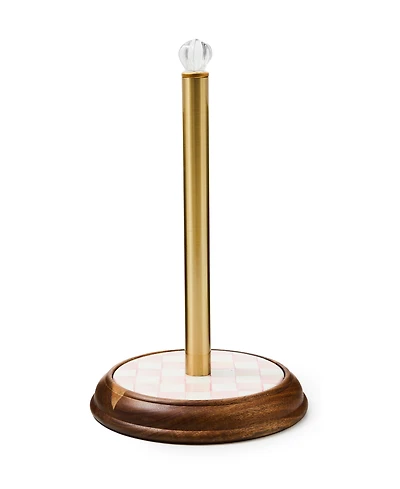 Mackenzie-Childs Rosy Check Wood Paper Towel Holder