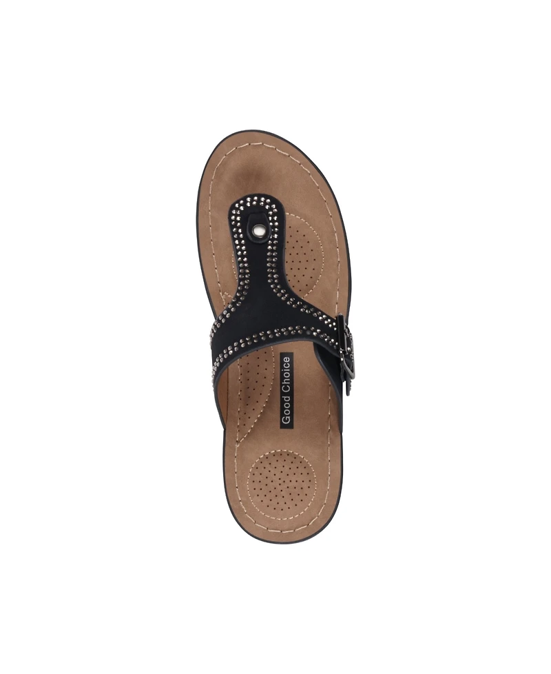 Gc Shoes Women's Alani Embellished Thong Wedge Sandals