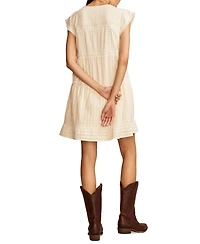 Lucky Brand Women's Cotton Button-Front Lace Mini Dress