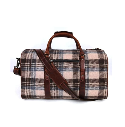 Quasar Leather Tweed Duffle Bag