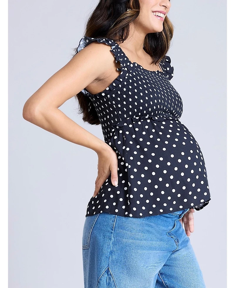 Motherhood Maternity Ruffle Sleeve Detail Top