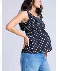 Motherhood Maternity Ruffle Sleeve Detail Top