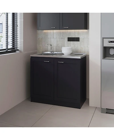 Haivana Utility Sink Base Cabinet with Double Doors and Interior Shelf